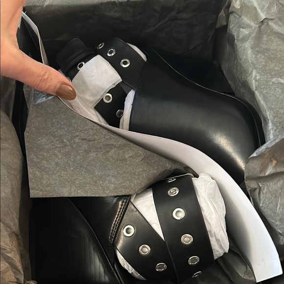 All Saints Silver and Black Open Toe Bootie - Picture 7 of 10